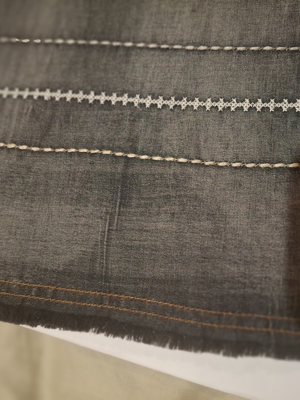 Embroidered Boho Slate Gray Peasant Dress - Picture 8 of 16